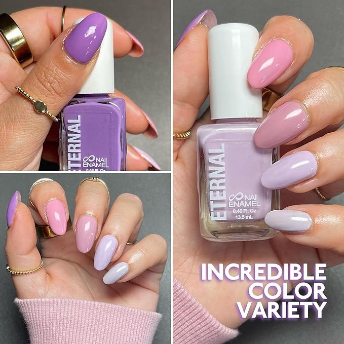 Eternal Pastel Nail Polish Sets for Women (LILAC PINK) - Pastel Nail Polish Set for Girls | Quick Dry & Long Lasting Nail Polish Kit for Home DIY Manicure & Pedicure | Made in USA, 13.5mL (Set of 5)