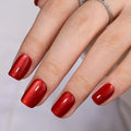 Gel Press On Nails Short - Red Press On Nails Square, Short Fake Nails with Nail Glue, Artificial Nails 16 Sizes - 32Pcs Reusable Soft Gel False Nails Tips Kit，Glue On Nails Short