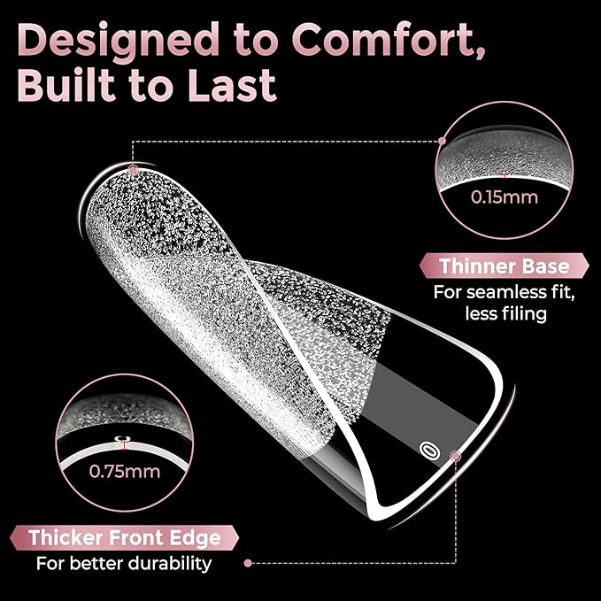 Extra Short Square Fake Nails, Soft Gel Pre-Shaped Acrylic XS Short Square Nail Tips, Half Matte Full Cover Clear Press on Flase Nail Tips for Nail Extension Home DIY 240pcs/12 Sizes