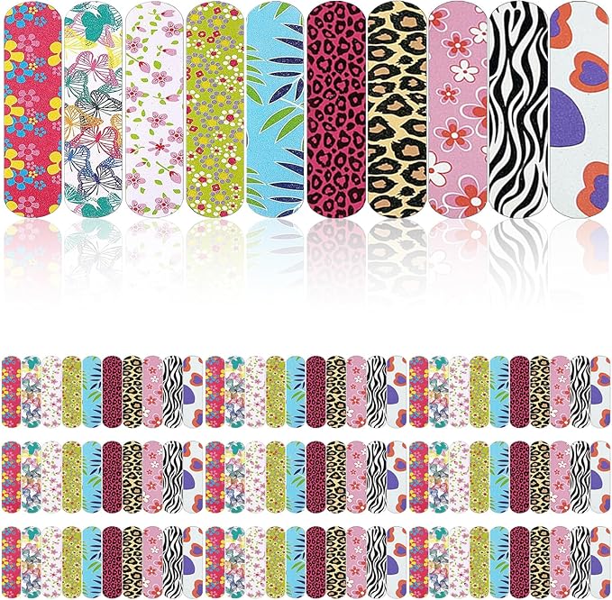 100 PCS Emery Board Nail Files, Double Sided Manicure and Pedicure Tools, 2.36 x 0.59 x 0.16 Inch