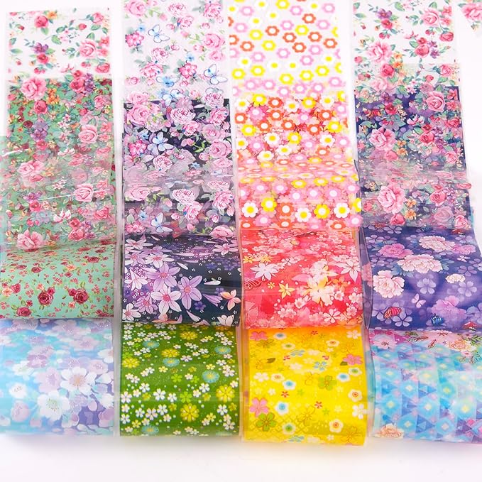JERCLITY 300 Sheets Nail Foil Transfer Stickers Set Nail Foils Transfer Art Spring Flower Design for Women Girls Decoration