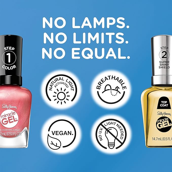 Sally Hansen Miracle Gel Supercharged Pinks Nail Polish | Salon Quality Gel-Like Formula, Two-Step System, No UV Light Needed, Long Lasting |800 Fog-et Me Not| Soft Stormy Gray Creme Nail Color