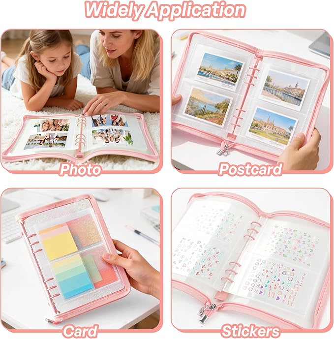 Nail Sticker Book Nail Art Organizer Display 40 Slots Sticker Storage Organizer Binder Empty Stickers Holder DIY Design Tools (pink)