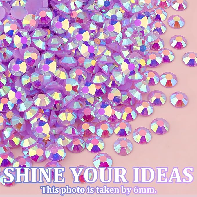Resin Jelly Rhinestones for Crafting with B7000 Jewelry Glue, 2 Boxes Light Purple AB Flatback Crystals with 2Pcs 10ml Glue, Bedazzling Non Hotfix Gems for DIY Tumblers Clothing Shoes Manicure
