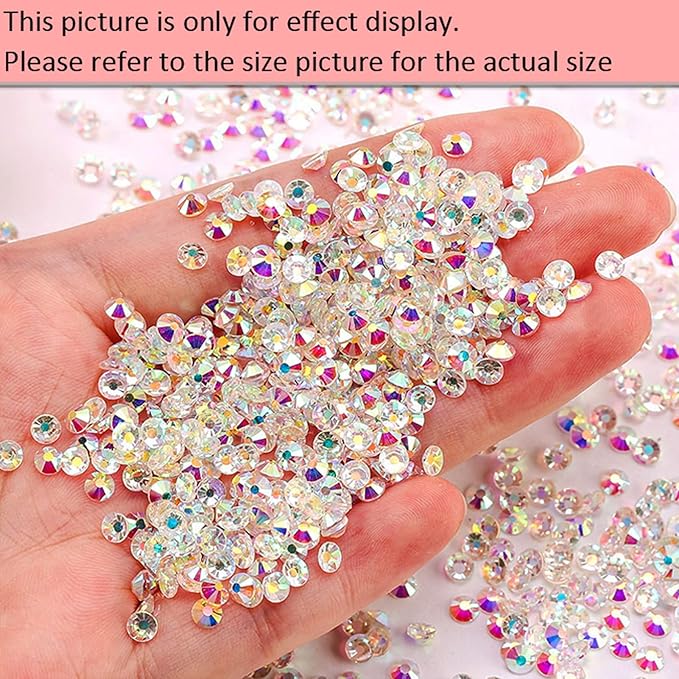 Dowarm 1440 Pieces SS10 Flatback Rhinestones, 2.8MM Flatback Crystal Rhinestones for Craft, Nails, Dance Costumes, Non Hotfix, Transparent AB