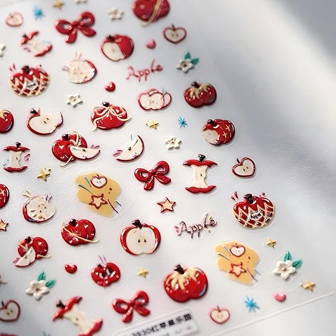 Dedyel Food Nail Art Stickers 3D Cake Dessert Donut Ice Cream Cookies Fruit Bread Self-Adhesive Nail Stickers for Women Girls Kids