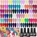 JODSONE 60 PCS Gel Nail Polish Starter Kit 55 Color Combination of Light and Dark Colors Emerald Green Klein Blue Soak off No Wipe Base Coat Matte and Glossy Top Coat Nail Gel Kit