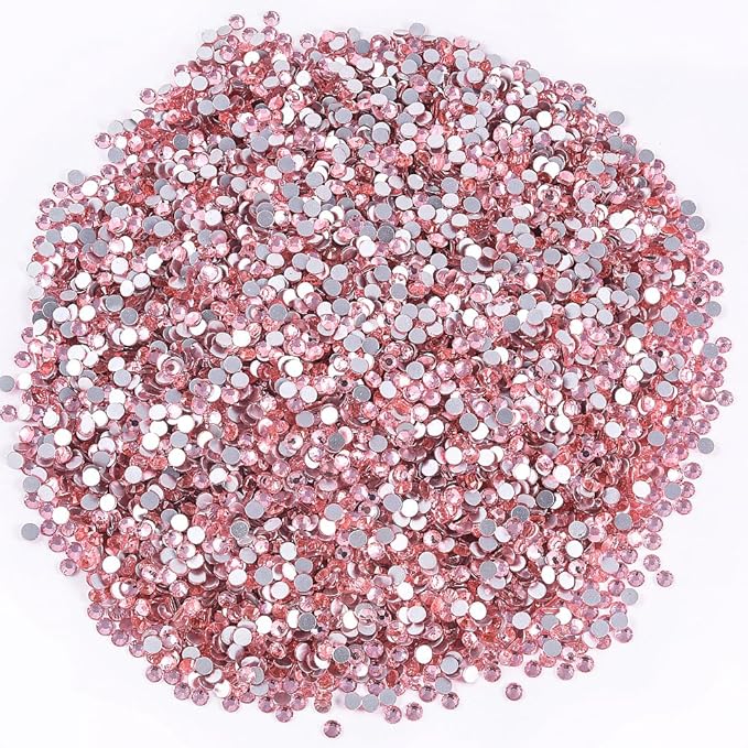 Blinginbox 1440Pieces SS10/2.7-2.9mm Flat Back Crystal Rhinestones Round Gems for Nail Art,Peach Pink