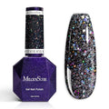 MelodySusie Galaliver Black Glitter Gel Nail Polish, 15ML Sparkly Shimmer Black Gel Polish Soak Off UV LED Cured Long Lasting Gift for Women DIY Nail Design Nail Art Manicure X10