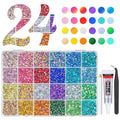 6600Pcs 24 Color 5mm Crystal AB Resin Rhinestones w B7000 Glue for Bedazzling Crafting Colorful Flatback Stones Crystals Gems Diamonds Charms for Nails Eyes Face Makeup Tumblers Bottles Crafts