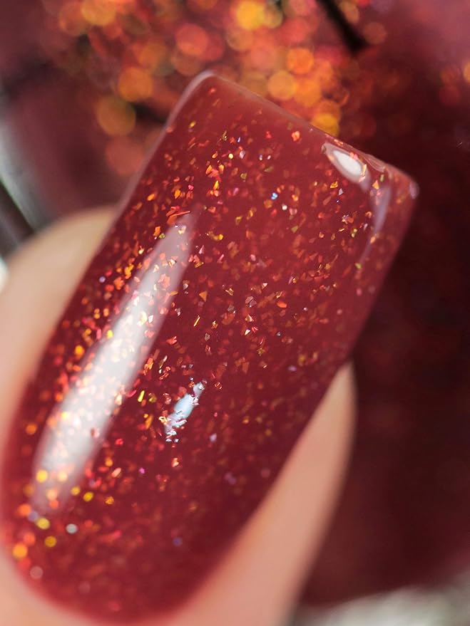 ILNP Cross My Heart - Crisp Rustic Red Holographic Jelly Nail Polish