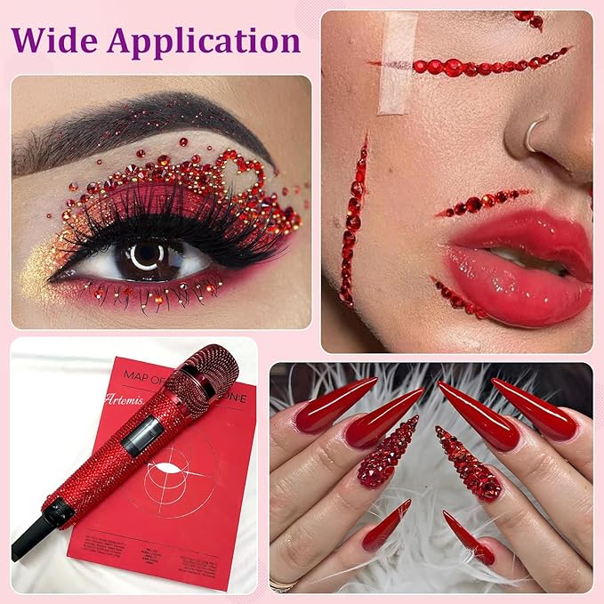 25000Pcs Resin Rhinestones for Crafting, Red 2-6mm Mixed Sizes Non Hotfix Flatback Gems, Bedazzling Crystal for DIY Crafts Clothing Tumblers Mugs Shoes Fabric Nail Art