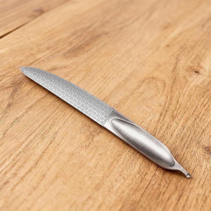 Curved Nail File 4.9 inch Stainless Steel Double-Sided Toenail File for Thick Toenails Metal Finger Nail Buffer for Smooth, Shiny, Salon-Worthy Nails for Women and Men