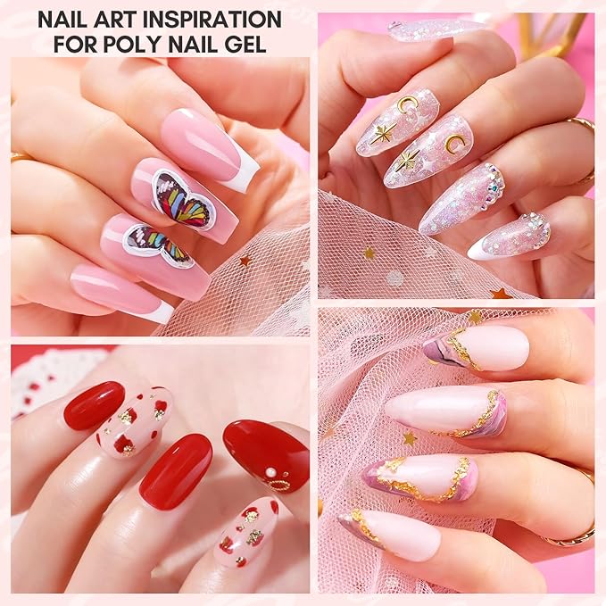 Makartt Poly Nail Gel 50ML Hema-Free Gel Builder for Nails, Pink Brown, Multifunctional Nails Extension Strengthener Hard Gel Long-Lasting Easy to Use DIY Home Salon