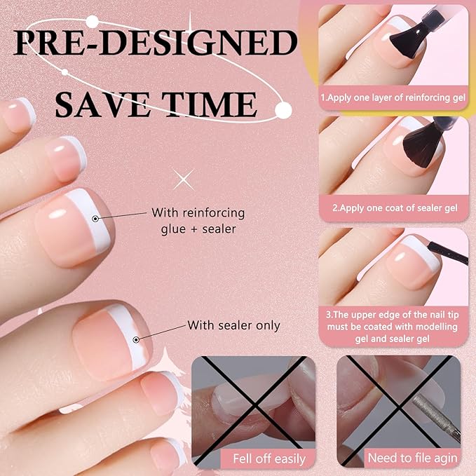 300pc French Tips Press on Toenails Women Fake Toes Nail Tips, Brown Glue on Toe Nails Press ons Fake Toenail Soft Gel False Toe Nail Feet Artificial Toe Fake Nail Tip for Acrylic Toenail Extension