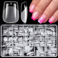 LoveOurHome 360pc Extra Short Coffin Nail Tips Clear Fake Nails XS Short Coffin Gel Nail Tips Full Cover Acrylic Nails Clear Press on Nails XS False Nail 15 Sizes Fingernail for Gel Nail Extension