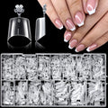 LoveOurHome 600pc French Coffin Nail Tips Clear Fake Nails Short Coffin Gel Nail Tips Half Cover Acrylic Nail Clear Short False Nail 15 Sizes Fingernail for Gel Nail Tip Extension Press Nails DIY