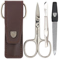 3 Swords Germany - brand quality 3 piece manicure pedicure grooming kit set for professional finger & toe nail care scissors file genuine leather case in gift box, Made in Solingen Germany (03744 )