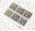 Bymitel 7200 Pieces 6 Mixed Sizes Glue Fix on Glass Rhinestones Round Crystal Gems Flatback for DIY Jewelry Making with one Picking Pen (6-Sizes 7200PCS, Aurum)