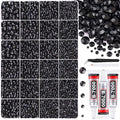 30000Pcs Resin Black Rhinestones for Bedazzling Crafting with b7000 Jewelry Glue, Bulk Flatback Gems Bedazzler Kit for Crafts Clothes Shoes Fabric Nail Diamond Art, Assorted Size 2/3/4/5/6mm