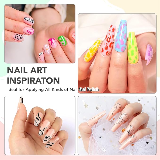 Nail Liner Brushes, Fine Line Nail art Brush 5/9/11/15/18mm Macaron Thin Nail Art Brush Detail Drawing, Liner Brush for Nails Gel