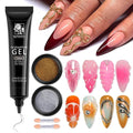 3D Gel Nail Art & Chrome Nail Powder Kit, 15g Clear Sculpting Gel No Wipe Molding Gels Glue with Gold Silver Metallic Mirror Effect Chrome Powder Manicure DIY Salon Home Use