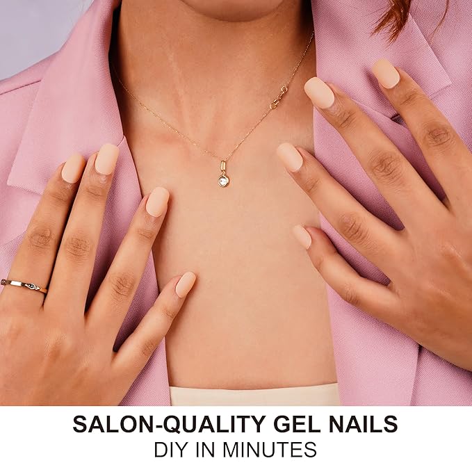 DANNI & TONI Semi Cured Gel Nail Strips Matte Nude (Pure Nude Elegance) Skin Toned Gel Nail Wraps 28 Stickers