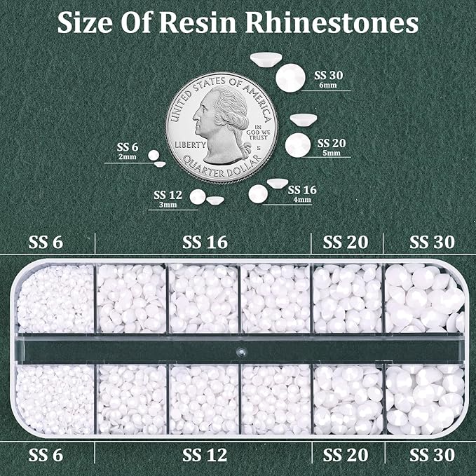 Resin Rhinestones for Crafting with B7000 Jewelry Glue, 1 Box White Flatback Crystals with 3Pcs 10ml Glue for Bedazzling Crafts DIY Nail Art Makeup，Non Hotfix Gems for Clothing Shoes