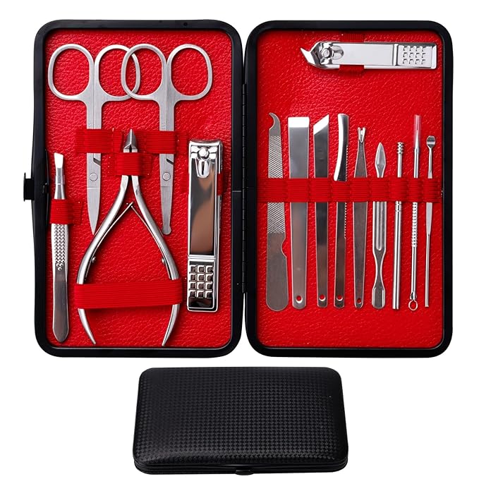 Nail Clipper Set Men Women Professional Stainless Steel Manicure Pedicure Set 16 Pcs Toe Finger Nail Clippers Kit with Portable Travel Case Personal Care Men Grooming Kit for Husband Family