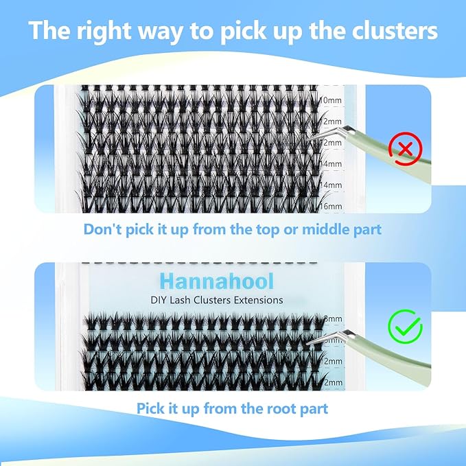 10Rows,Large Pack Grafting Mixed 10-12-14-16mm/14-16-18mm/12-14-16mm Wide Stem Cluster Eyelashes D Curl Individual False Eyelashes Home DIY Eye Lashes Extensions (30D+50D-8-16MM Kit)