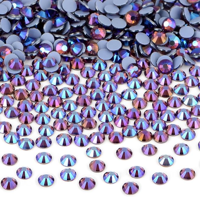 Bymitel Hotfix Crystal Rhinestones Round Gems Iron on DIY Jewelry Making Flat Back for Crafts,Amethyst AB, 3mm(SS12/2880pcs)