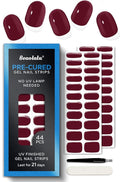 Pre Cured Gel Nail Strips - 44PCS Salon Quality Gel Nail Stickers - Long Lasting Polish Wraps for Women no UV Light Needed Easy Apply & Remove (Rose Red)
