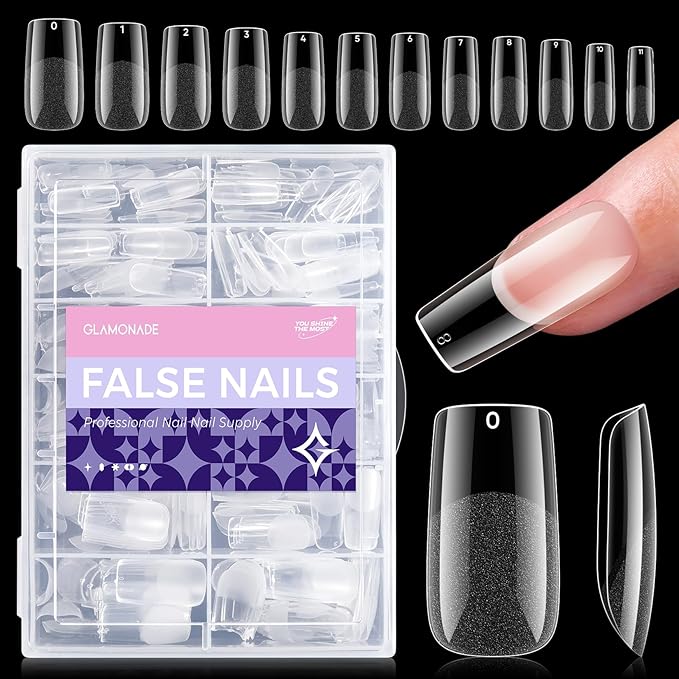 Press On Nails Short Square - 312pcs Gel Tips Full Cover Fake Acrylic Extension Pre-Shape 12 Sizes