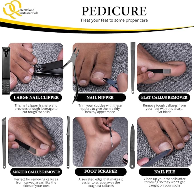 Manicure Kit for Women - Complete Nail Care Set with Toenail Clippers for Thick Nails - Ideal for Seniors - Professional Nail Nippers & Clippers - Perfect for Home Use