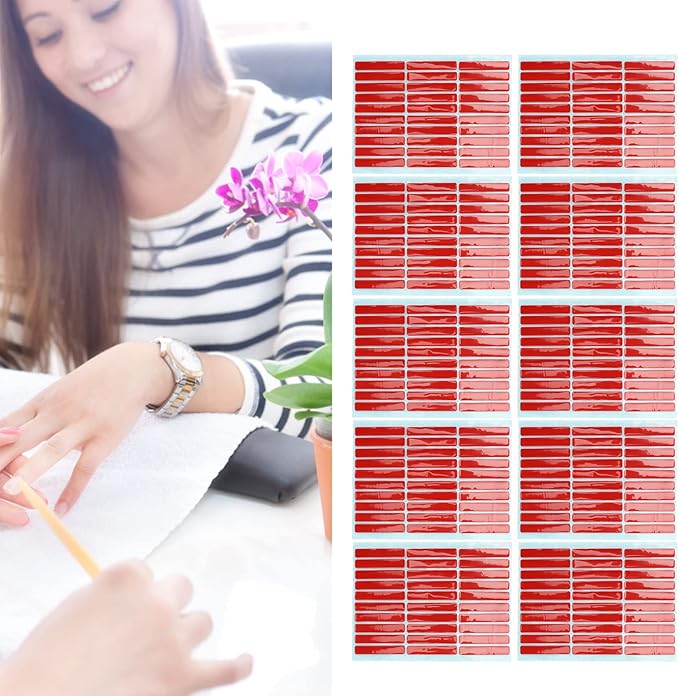 Nail Tape, 10 Sheet Nail Art Tape, Nail Display Stickers Double Sided Adhesive, Paper Sheets Supplies for Nail Tip Color Salon