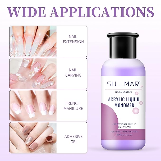 Acrylic Monomer Liquid Monomer Acrylic Nail Liquid Acrylic Liquid Liquid Monomer For Acrylic Nails Nail Monomer Liquid Monomer (40ml/1.35FL.OZ)