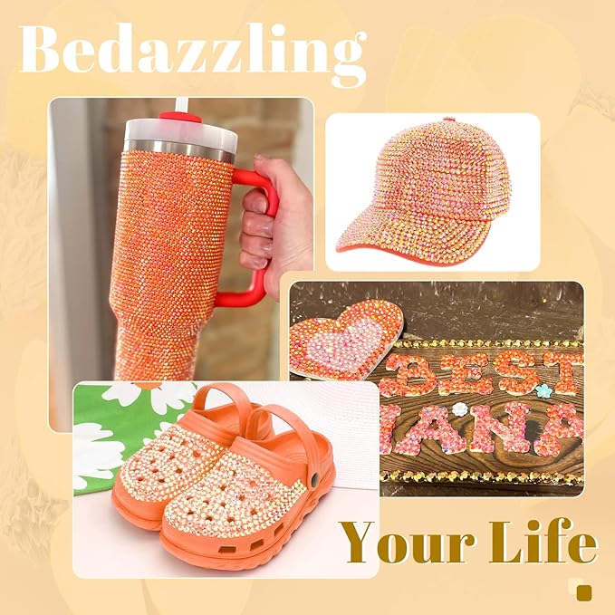 4000PCS 5mm Resin Jelly Rhinestones in Bulk (Orange AB), Bedazzling Flatback Crystals Rhinestones for Crafting DIY Nail Decoration, Gems Diomand Charms for Tumbler Shoes Clothing Fabric