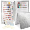 216 Nail Colors Book, Nail Display Chart Book with 240 Nail Tips & 1-300 Number Labels, Professional Nail Color Swatches Book for Nail Polish UV Gel Salon (Silver, Size 01)