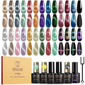 ROSALIND 30pcs Cat Eye Gel Nail Polish Set - 26 Colors Red Purple Brown Green Burgundy Magnetic Gel Nail Polish with Base Gel Glossy Matte Top Coat Magnet and Nail Primer