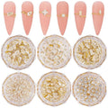 HNUIX 3D Nail Charms and Gems - 120Pcs Copper Metal Zircon, Gold Multiple Shape Smal Crystals Rhinestones, Nail Decorations Accessories for Nails Design