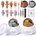 SAVILAND Non Sticky Solid Builder Nail Gel: Gold Silver Metallic 3D Nail Gel No Wipe Sculpting Gel for Nail Art Easy Sculpting Molding Gel with Chrome Nail Powder DIY Manicure Carving Decoration Salon