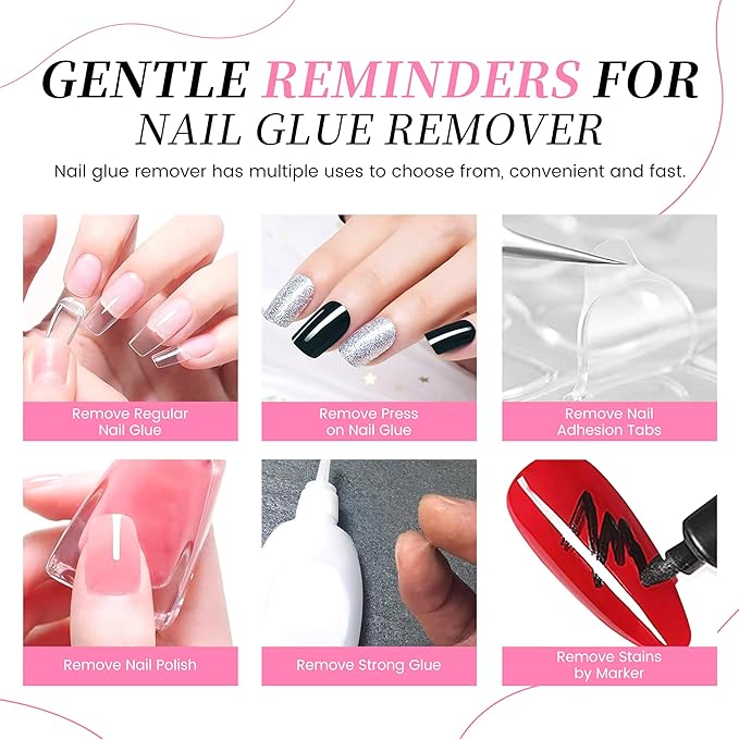 Nail Glue Remover for Press On Nails and Nail Tips Professional-grade nail glue remover specifically designed to safely dissolve adhesive 1.69 fl oz (30ml, 1pcs)