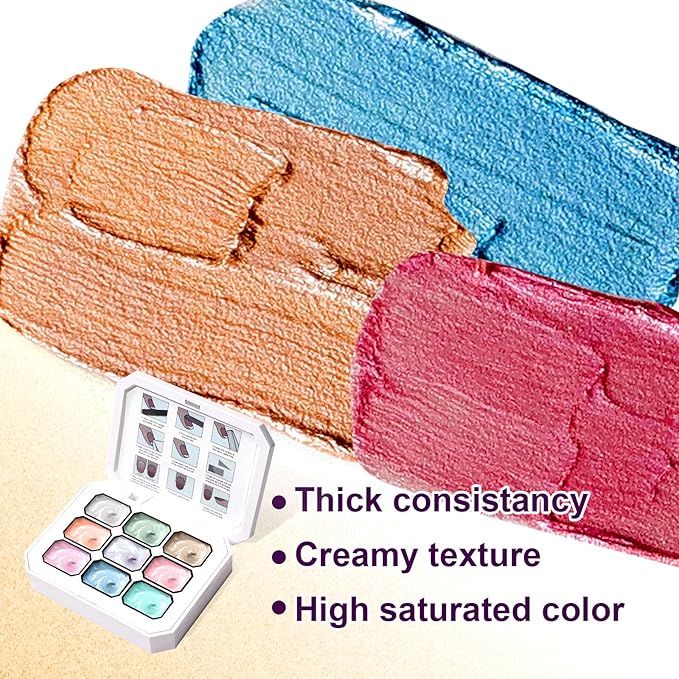 Gradient Painting Gel Set, 9 Colors Ombre Gel Nail Polish with 6 Aurora Multi-Purpose Brushes for Ombre Nails Aura Nails French Manicure Soak Off UV S Treasure of Pearl