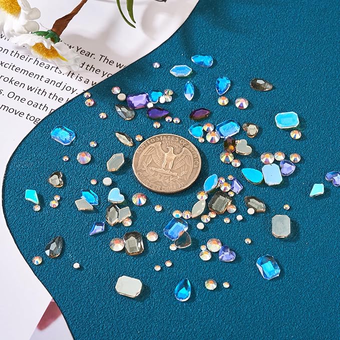 1000pcs Glass Nail Rhinestones Charms 24 Styles Face Hair Tooth Gems Nail Diamonds Gems Small Crystal Rhinestone for Nail Art Halloween Makeup Clothes Fabric