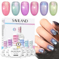 SAVILAND Color Artistry Cat Eye Gel Nail Polish: 6 Colors Crystal Shiny Magnetic Gel Nail Aurora Pink Blue Purple Shimmer Cateye Nail Polish Set Ma