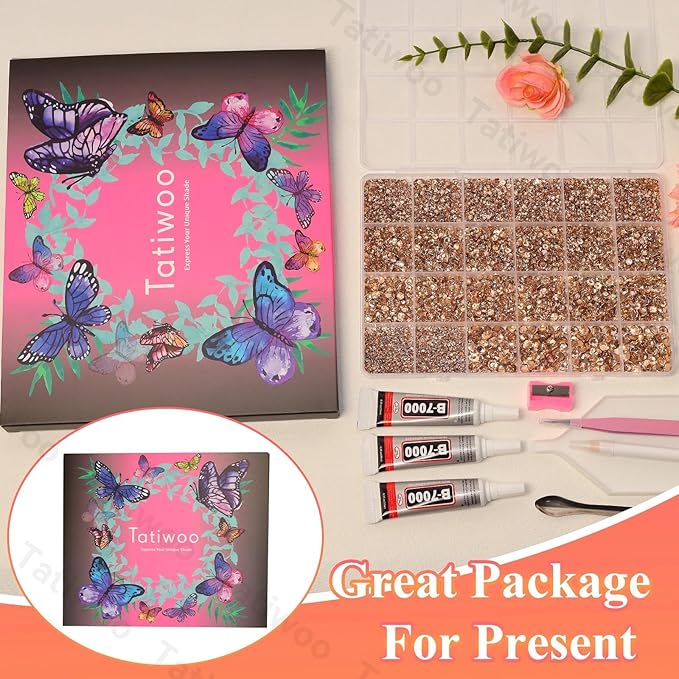 20000Pcs Champagne Flatback Jelly Resin Rhinestones for Bedazzling, Mix Sizes Crystal Rhinestones Gems, Champagne Gems Bedazzling for Crafting for DIY Face Makeup Crafts Tumblers