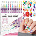 AIMEILI 12 Colors Nail Art Pens Set, 0.5mm Fine Tip Acrylic Paint Pens for Salon & Home DIY Nail Design, Dotting Drawing Liner Brush for Manicure, Nail Polish Art Decoration Kit 2