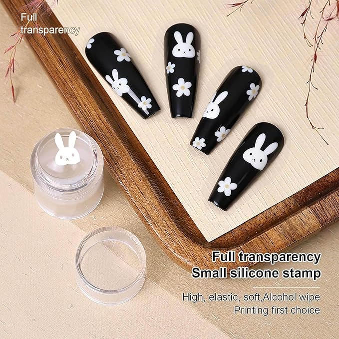 2-Piece Mini Nail Art Stamper Kit, Clear & Metallic Stampers with Scraper, for Nail Stamping & French Tips, Easy DIY Nail Design at Home, Manicure Starter Tool
