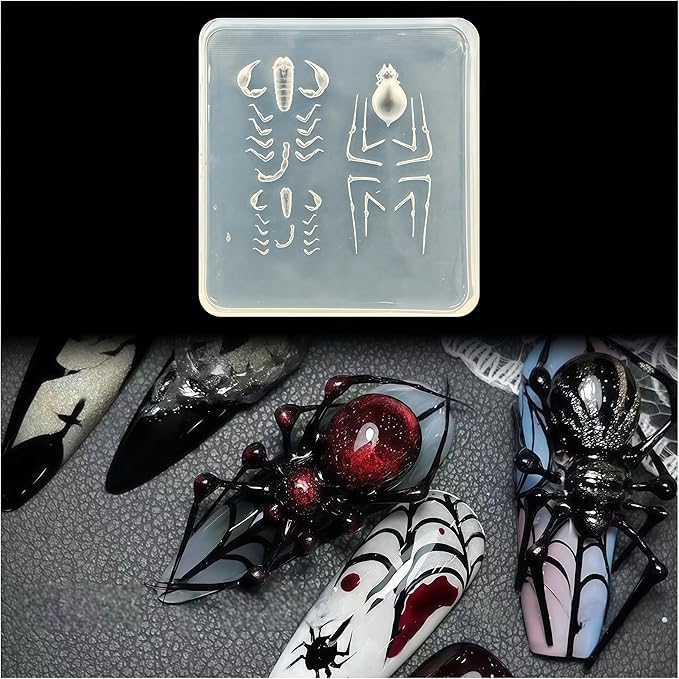 3D Spider Gel Nail Art Mold Arts Resin Scorpion Molds for Accessories Supplies Insect Silicone Tools Nails Style