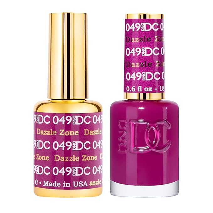 DND DC Gel Polish Set, Purple Collection, UV/LED Gel Polish and Air Dry Nail Lacquer, Matching Chip-Free Polish Duo, 049 Dazzle Zone, 0.5 Fl Oz